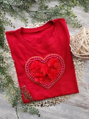 Corazón Rojo Perlas